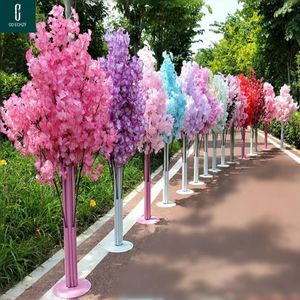 装飾的な花人工桜の木ローマの柱道路ウェディングモールのリード小道具ホームディコア1.5m 5フィートの高さのホワイト