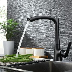 Kitchen Faucets Faucet Black Brass 360 Degree And Cold Water Tap Mixer Sink Rotation With Aerator