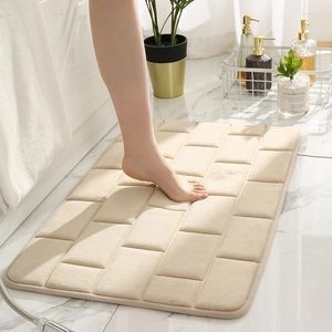 Bath Mats Embossed Door Mat Bathroom Tile Pattern Floor Pad Entry Bedroom Absorbent Foot Non-slip Carpet