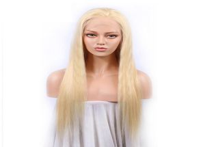 Blondynka Pełna koronkowe peruki ludzkie włosy Brazylijskie ludzkie włosy kolor 613 proste koronkowe przednie peruki z dziecięcymi włosami 8420133