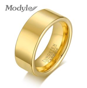 Modyle Cool Man Tungsten Carbid Ringe 8mm hochpolierte Goldfarbe männliche Anel Allianz Jubiläum Geschenke Y01223673843