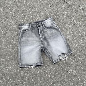 Jeans shorts homens mulheres bolsos de alta qualidade shorts cinza claro 2024Ss