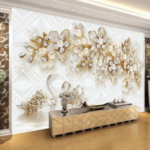 Sfondi personalizzati di qualsiasi dimensione Murale 3D sfondi murale in stile europeo cristallo fiore po dipinto da parete tema soggiorno