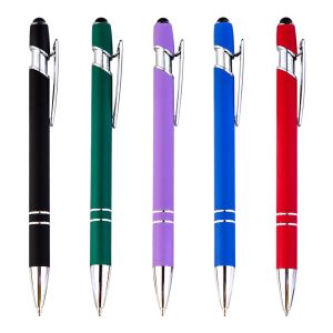 Ручки 100 шт./Лот -логотип Metal Business Bangy Ballpoint с универсальным сенсорным экраном Stylus Pen School Office Suppors