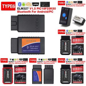 2024 2024 Elm327 V1.5 Obd2 Scanner Wifi BT Pic18f25k80 Chip OBDII Diagnostic Tools For Iphone Android PC ELM 327 Auto Code Reader
