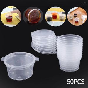 Storage Bottles Accessories Durable Sauce Box Disposable Transparent With Lid 50pcs Conjoined Salad Dressings Seasoning Souffles
