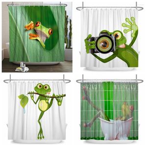 Shower Curtains Funny Frog Cartoon Curtain Sets Leaf Animal Creative Children Bathroom Decor Waterproof Fabric Home Hooks Bath