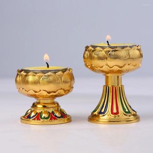 Świecane uchwyty na lampę masła lotosu Uchwyt do masła świątynia Świątynia Krótka/wysoka stopa 4/8-godzinna mała herbata lekkie ozdoby buddyjskie