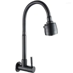 Bathroom Sink Faucets Black Stainless Steel Kitchen Universal Single Cold Water Faucet Wall Mounted Vegetable Basin Washing Toilet