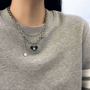 Japanese and Korean Spring/summer Love Cat Pendant T-shirt Chain Necklace Womens Fashion Instagram Hip Hop Sweater Decoration Accessories Men