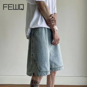 summer summer split loose denimショーツ2024韓国ファッションヘムデザインソリッドカラー男性ズボンカジュアル24x8502 240409