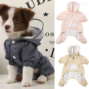 犬のアパレル防水ペットジャンプスーツの小さな犬のためのパピー猫レインコートドットプリントマコタ服ポメラニアンレインコート