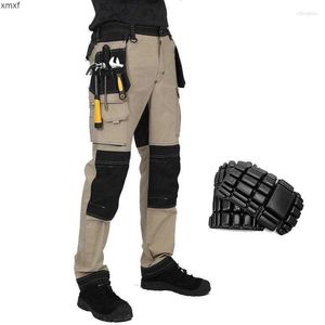 Mens Pants Cargo Men Workwear Multi-Pocket Outdoor Hiking Joggers Work Trousers With Knee Pads NLAI