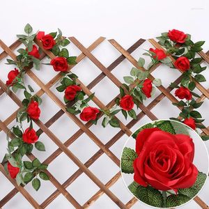 Dekorativa blommor 220 cm konstgjorda Vine Home Wedding Garden Decor Rattan Rose Fake String Festival Hanging Silk Flower