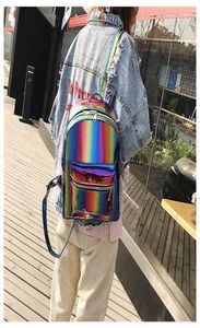 Moda Women039s Mochila Mochila Prata Laser Plástico Rainbow Backpack Ladies Travel Women Girls Backpacks Backpacks8481092
