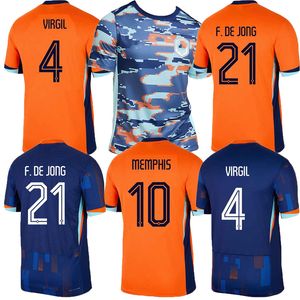 Euro 24 Holandia 2024 25 Memphis piłka nożna Jersey Holland Jong Virgil Dumfries Ake Klaassen xxxl 4xl de Ligt Men Kit Dutch Pre Match trening piłkarski koszula