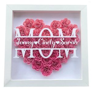 Dekorativa blommor älskar blommor Box Mother's Day Gift White Picture Frame Pink Bedroom bordsdekoration