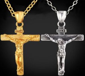 Jewelry Wholecrucifix Solid Necklace Men039s 18 Christian Cross Factory Gift Gold God Women Gf Charms Lines Pendant K Fashi4481138