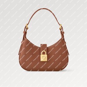 Explosion hot Women's Low Key Shoulder Bag M24885 handbag Cognac Brown Grained calfskin Hook closure Padlock sleek design timeless colors Gold-color hardware luxury