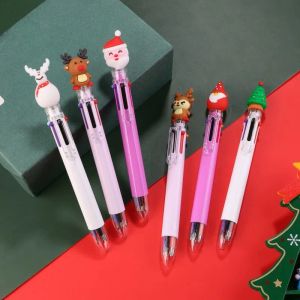 Pens 10/30/50pcs New Sixcolor Ballpoint Pen Student Multifunctional Marker Pen Color Handbook Pen Student Supplies Christmas Gift