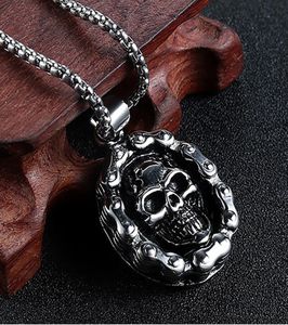 Antique Silver Color Skull Pendant Necklaces Personalized Hip Hop Motorcycle Chain Rock Necklace For Men Viking Jewelry Homme6488188