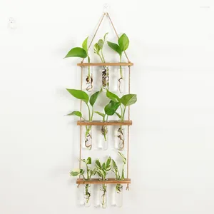 Vases 3 Tiered Wall Hanging Test Tube Terrarium With Wooden Stand Purify Detachable Elegant Plant Propagation Station