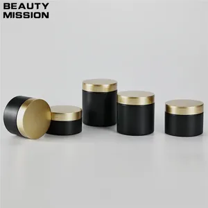 Storage Bottles 100g-250g X 20 Empty Frosted Black Plastic Jars With Gold Screw Lid Portable Cream Jar Makeup Nail Art Pot Box Container