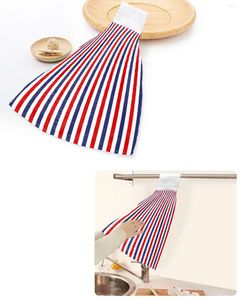 Towel Red Blue White Stripes Hand Towels Home Kitchen Bathroom Hanging Dishcloths Loops Quick Dry Soft Absorbent