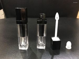 Storage Bottles Capacity 5ml 100pcs/lot DIY Empty Eyelash Transparent Black Lipgloss Tubes
