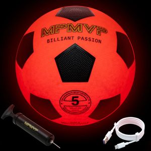 MPMVP Light Up Soccer Ball - Glow in the Dark - USB laddningsbar - Officiell storlek - Presentförpackad för barn pojkar tonåringar ungdom 240403