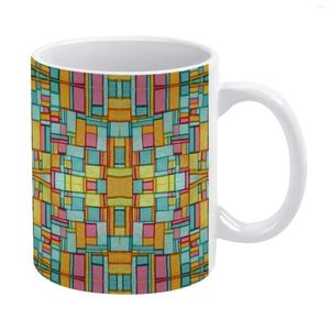 Muggar pojagi koreanska lapptäcke design vit mugg 11 oz roligt keramiskt kaffe/te/kakao unik gåva pogagi stitchin