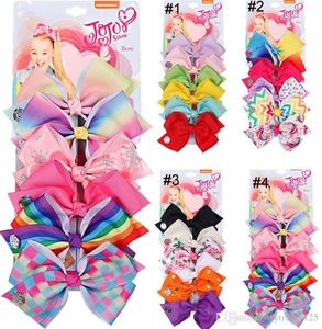 24 Kolor 56quot jojo Hair Bow Girl Kolny druk barrettes dziewczyna Hair Akcesoria Rainbow Unicorn Dzieci jednorożec włosy klip7479246