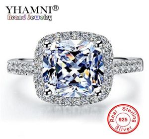 Yhamni Real 100 925 Sterling Silver Rings Whole Engagement Inlay 3 CT SONAシミュレーションCZ Wedding Rings for Women GR00147844664963054
