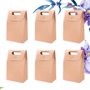 Take Out Containers 20pcs Portable Paper Bags Folding Packaging Box Cookies Biscuit Holder For Home Dessert Shop (Kraft Cake Boxes And