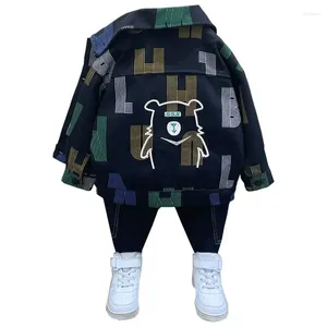 Giackets Baby Boy Fashion Coat 2024 Spring and Summer Sets Black Round Collar Giacca casual 4-10 anni