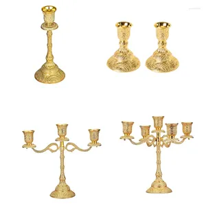 Ljusstakare Kampanj! Metallhållare Stand Candelabra Taper Golden Candlestick Floral Peacock präglad bröllopshändelsefest