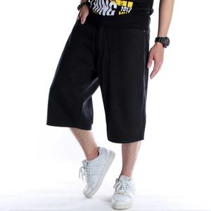 Summer Men Shorts Hip Hop Harem Jeans Jeans Boardshorts Mode losen Baumwollbaggy Skaty Black Plus Size 30 240410