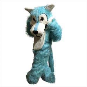 2024 Nuovo Halloween Blue Wolf Mascot Costume a tema esterno per adulti abiti da abbigliamento mascotte tema vestito fantasia costum