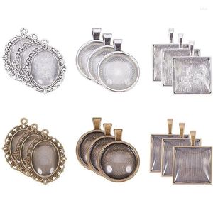 Charms 60pcs Pendant Trays 30pcs Po Pendants Bezel Blanks With Glass Cabochon Dome Round Oval Square Tiles For Bouquet