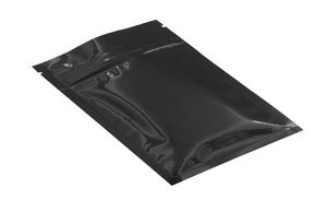 100st Retail Heat Heat Seable Zipper Top Powder Food Storage Packaging Bag Glossy Black Aluminium Foil Zip Lock Plastic Påsar Pouch6926916