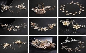 Qyy Fashion Pearls Oro Matrimonio Accessori per capelli Flowers Hair per capelli da sposa Pins Clip perle per donne copricapi 6520593