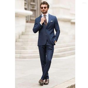 Abiti da uomo in abiti di lusso a blu a petto single tacca lavano slim fit business formale per 2 pezzi pantaloni outfit maschio elegante set completo