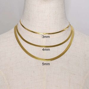 High End PVD Gold Plated HerringBone Chain Halsband Snake Chain Rostfritt stålhalsband 2024