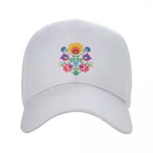 Bollmössor coola Polen Folk Floral Baseball Cap Men Kvinnor Anpassad Justerbar vuxen polsk konst Dad hatt utomhus snapback