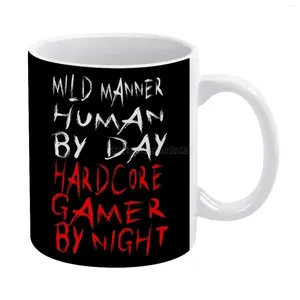 Mugs Hardcore Gamer by Night White Mug to Friends and Family Creative Gift 11 Oz Coffee Ceramic Games Video Video