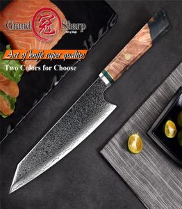 Grandsharp 82 inç şef bıçağı Yüksek karbon VG10 Japon 67 Katmanlar Şam Mutfak Bıçağı Paslanmaz Çelik Bıçak Hediye Kutusu1989271