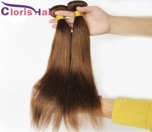 Mörkbrunt mänskligt hårbuntar Brasilianska jungfru Silky raka förlängningar Stor texturfärg 4 Natural Weave 3st -erbjudanden Tillförlitliga 9203313