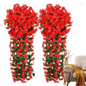 Decorative Flowers Outdoor Artificial Hang Violets Decoration Plants Aesthetic Vines For Wedding Fence Wall Garden