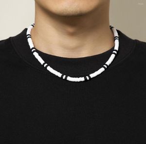 Choker tauam sommar vit svart färg mjuka lera pärlor halsband för kvinnor män enkel minimalistisk krage smycken gåvor2896815