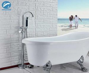 Chrome Polish Bathtub Shower Faucet Floor Standing Bath Tub Spout Shower Dual Handle Mixer Tap Bathroom Faucet Mixer Tap4431774